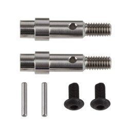 AE71181 - RC10B6 FT Hex Adapter Front Axles, titanium