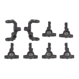AE92415 - RC10B7 FT Caster and Steering Blocks, carbon