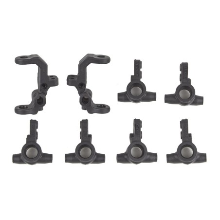 AE92415 - RC10B7 FT Caster and Steering Blocks, carbon