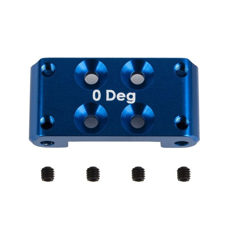 AE92436 - RC10B7 FT Front Bulkhead, 0 deg., blue aluminum