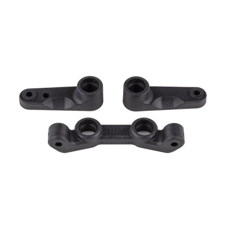 AE92489 - RC10B7 FT Steering Bellcrank and Rack Set, carbon