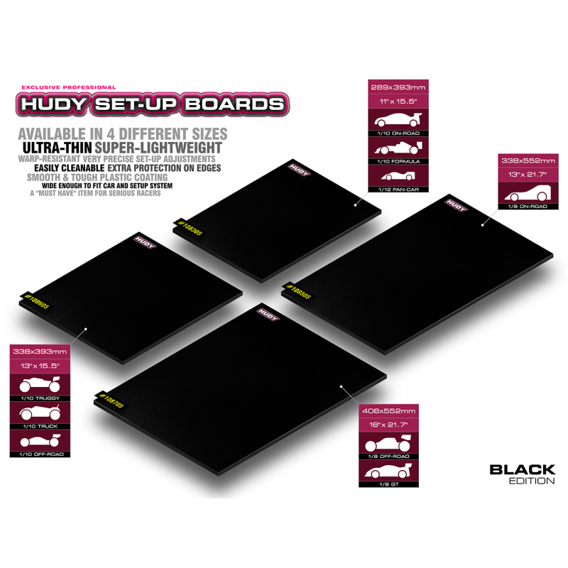 108605 - FLAT SET-UP BOARD FOR 1/10 OFF-ROAD - LIGHTWEIGHT - BLACK