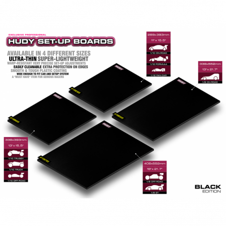 108605 - FLAT SET-UP BOARD FOR 1/10 OFF-ROAD - LIGHTWEIGHT - BLACK