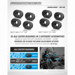 302310 - X4 ALU CASTER BUSHING FRONT 3° / REAR 0.5°/5.5° - 1 DOT (4)