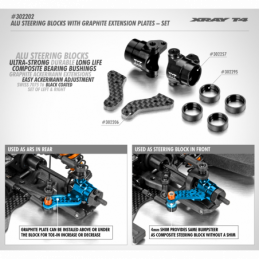 302202 - ALU STEERING BLOCKS WITH GRAPHITE EXTENSION PLATES - SET