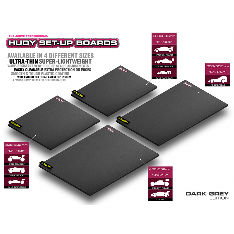 108303 - Flat Set-Up Board 1/10 & 1/12 On-Road - Lightweight- Dark Grey