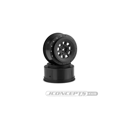 3420B - JConcepts 9-shot 12mm hex SC10 | SC6.1 +3mm offset wheel - black, 2pc.
