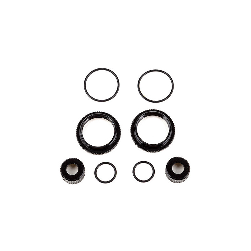AE91929 - 13mm Shock Collar and Seal Retainer Set, black aluminum