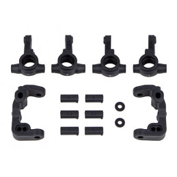 AE91985 - RC10B6.4 -1mm Scrub Caster and Steering Blocks, carbon
