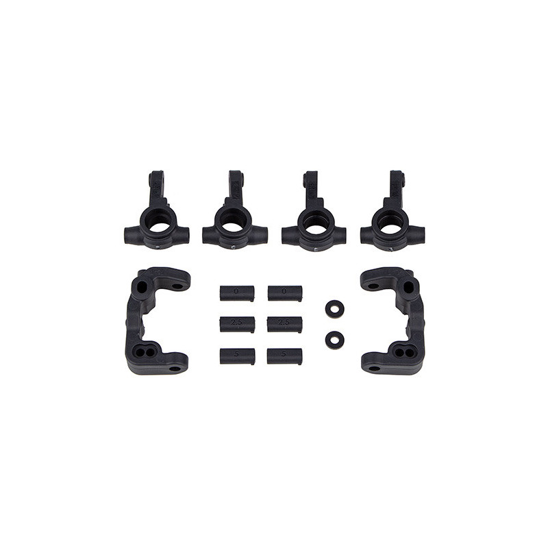 AE91985 - RC10B6.4 -1mm Scrub Caster and Steering Blocks, carbon