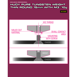 293085 - HUDY PURE TUNGSTEN WEIGHT THIN ROUND 15mm WITH M3 - 10g