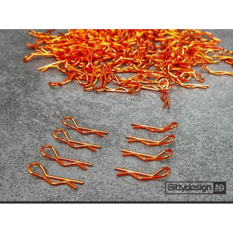 BDBC-8O - 1/10 Body Clips Kit 8pcs (4x Left + 4x Right) - ORANGE