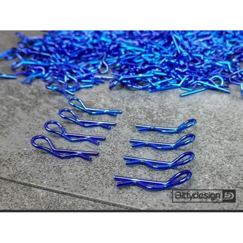 BDBC-8BL - 1/10 Body Clips Kit 8pcs (4x Left + 4x Right) - BLUE