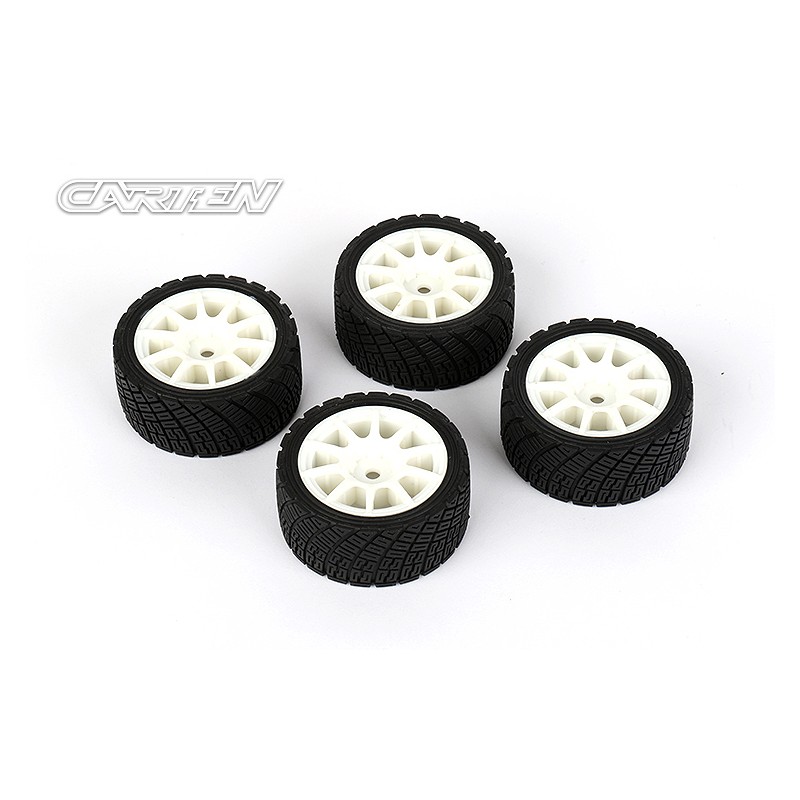 NBA330 - CARTEN M-Rally Tires+Wheels 10 Spoke White +1mm (4PCS)
