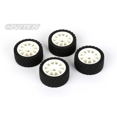 NBA330 - CARTEN M-Rally Tires+Wheels 10 Spoke White +1mm (4PCS)