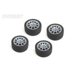 NBA371 - CARTEN M-Rally Tires+Wheels 10 Spoke Grey  +1mm (4PCS)