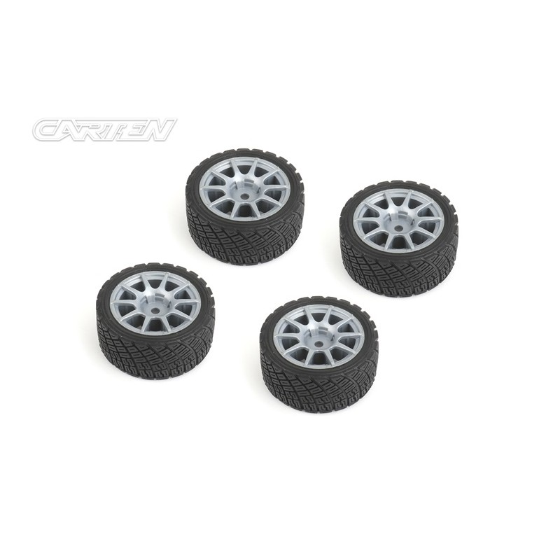 NBA371 - CARTEN M-Rally Tires+Wheels 10 Spoke Grey  +1mm (4PCS)