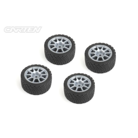 NBA371 - CARTEN M-Rally Tires+Wheels 10 Spoke Grey  +1mm (4PCS)