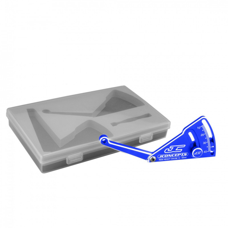 02282-1 - JCONCEPTS ALUMINUM RIDE HEIGHT GAUGE ADJUSTABLE, 10-40MM W/ CASE - BLUE