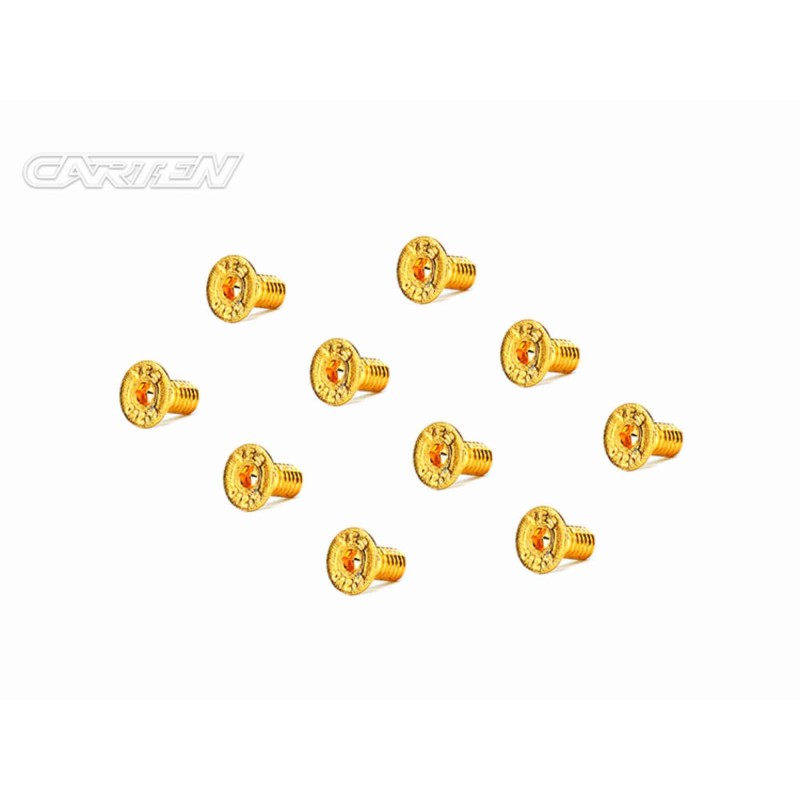GFH0408 - CARTEN Screw Set  12.9- FH M4x8(Gold Coating) (10)