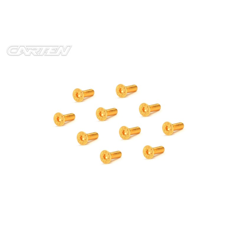 GFH2508 - CARTEN Screw Set  12.9- FH M2,5x8(Gold Coating) (10)