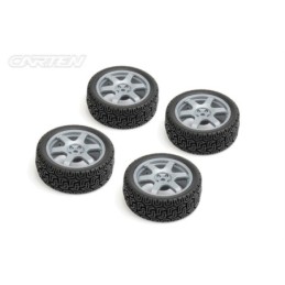 NHA486 - CARTEN TC Rally Tires+Wheels 6 Spoke Grey ET -0mm (4PCS)