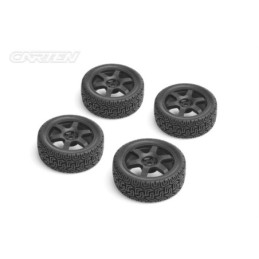 NHA485 - CARTEN TC Rally Tires+Wheels 6 Spoke Black ET -0mm (4PCS)