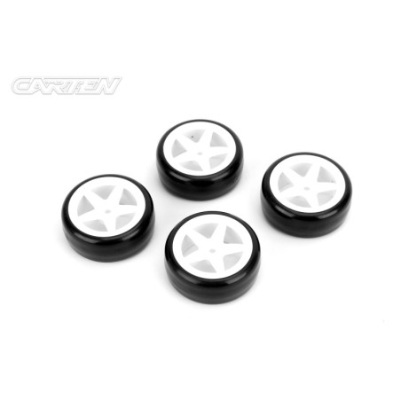 NHA437 - CARTEN 1/10 Drift Tires 26mm 5-Spoke White Wheel (4)