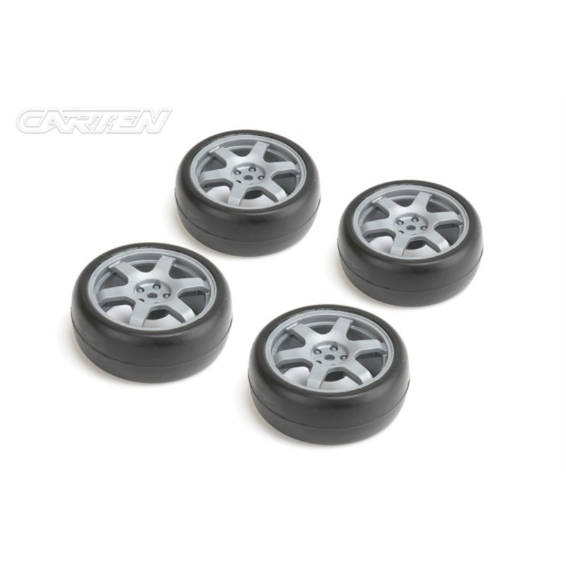 NHA490 - CARTEN TC Slick Tires+Wheels 6 Spoke Grey ET -0mm (4PCS)