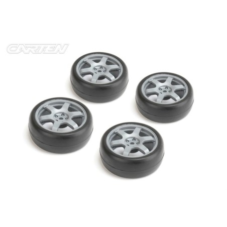 NHA490 - CARTEN TC Slick Tires+Wheels 6 Spoke Grey ET -0mm (4PCS)