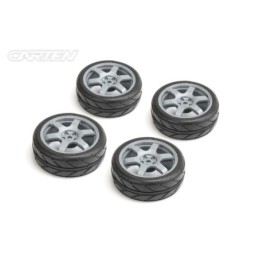 NHA488 - CARTEN TC Intermediate Tires+Wheels 6 Spoke Grey ET -0mm (4PCS)