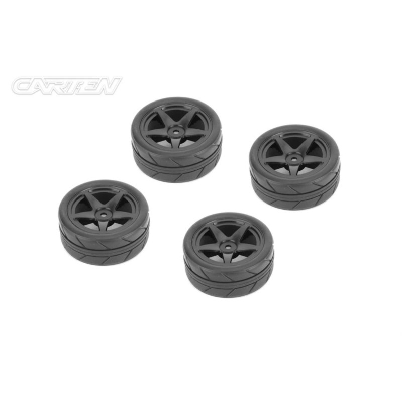 NHA477 - CARTEN 1/10 Tires 26mm 5-Spoke Black Wheel (4)