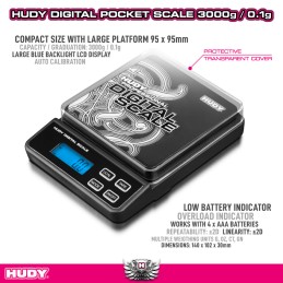107866 - HUDY PROFFESIONAL DIGITAL POCKET SCALE 3000g-0.1g
